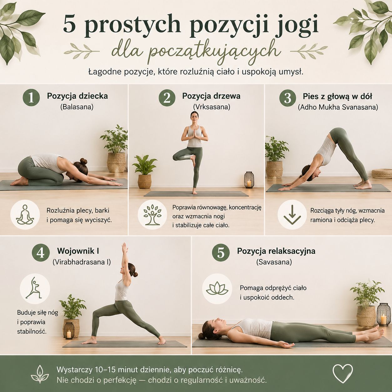 5 prostych pozycji jogi dla początkujących