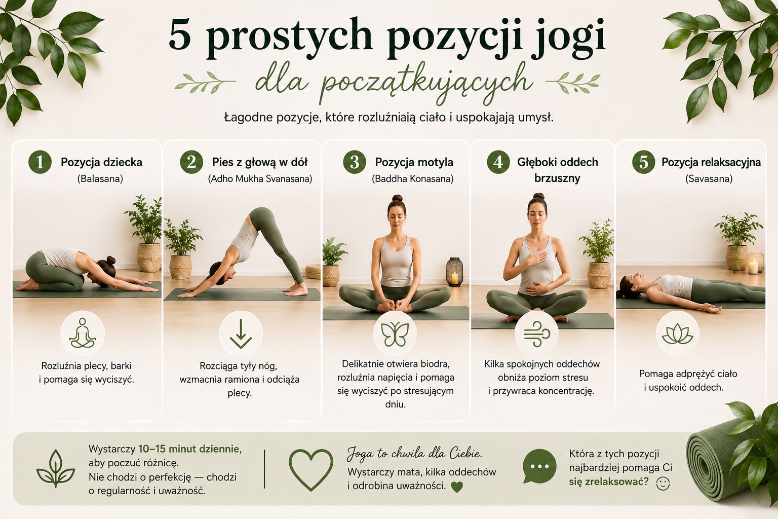 5 prostych pozycji jogi dla początkujących