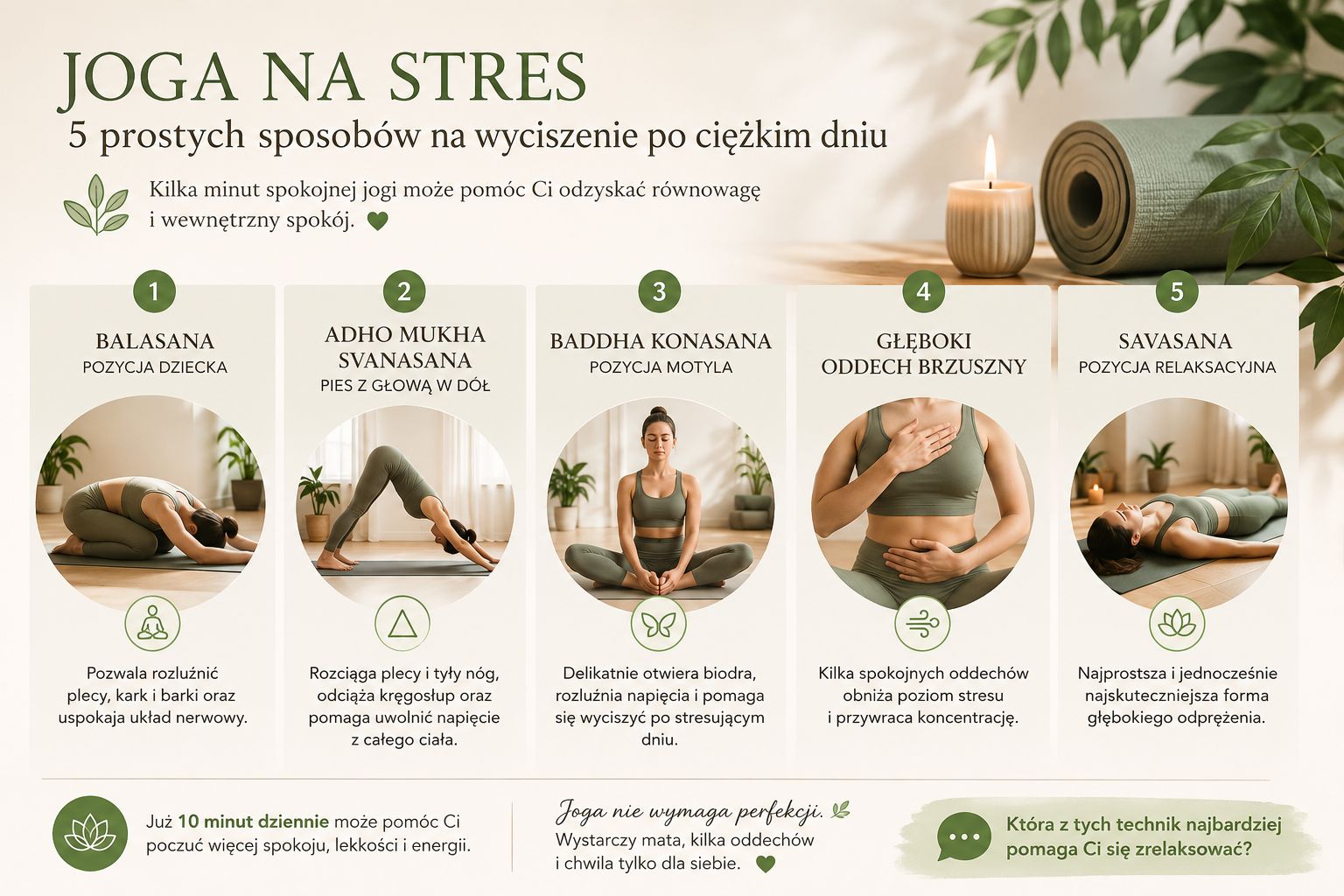 Joga na stres – 5 prostych sposobów na wyciszenie po ciężkim dniu